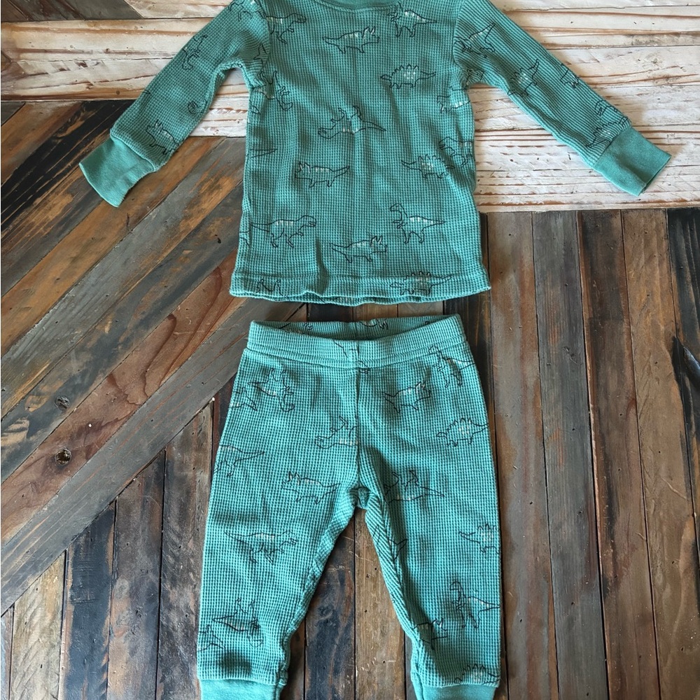 Carter's Dinosaur Waffle Thermal Pajama Set